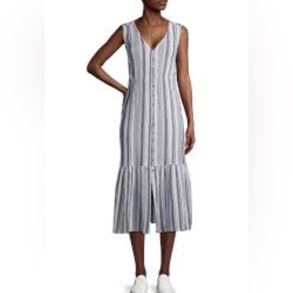 TIME TRU Cotton Casual Summer Blue White Button Down Dress XXL 20.